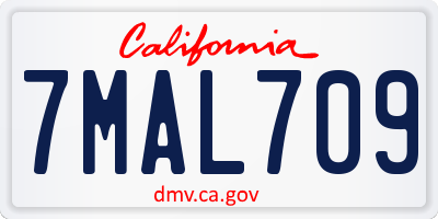CA license plate 7MAL709