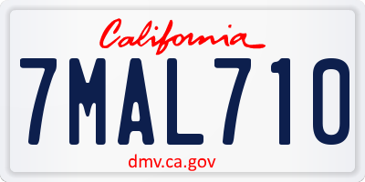 CA license plate 7MAL710