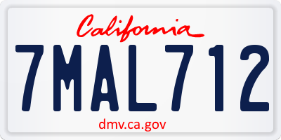 CA license plate 7MAL712