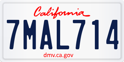 CA license plate 7MAL714