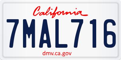 CA license plate 7MAL716