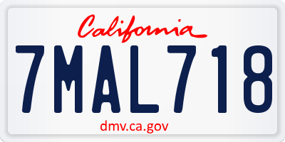 CA license plate 7MAL718
