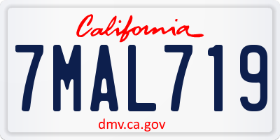 CA license plate 7MAL719