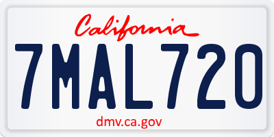 CA license plate 7MAL720