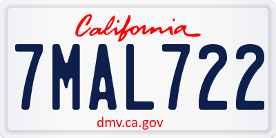 CA license plate 7MAL722