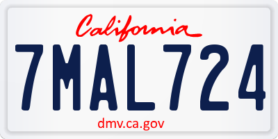 CA license plate 7MAL724