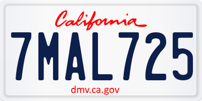 CA license plate 7MAL725