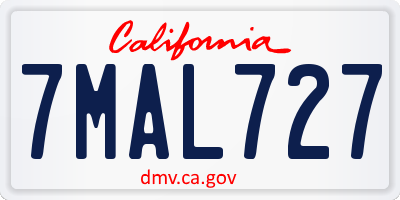 CA license plate 7MAL727