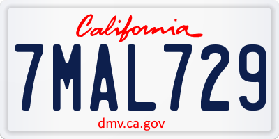 CA license plate 7MAL729
