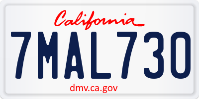 CA license plate 7MAL730