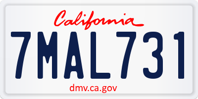 CA license plate 7MAL731