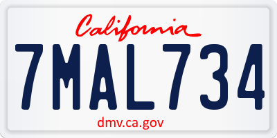 CA license plate 7MAL734
