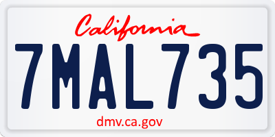 CA license plate 7MAL735