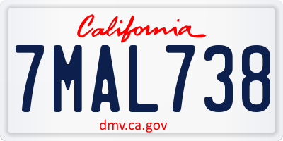 CA license plate 7MAL738