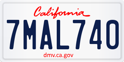 CA license plate 7MAL740