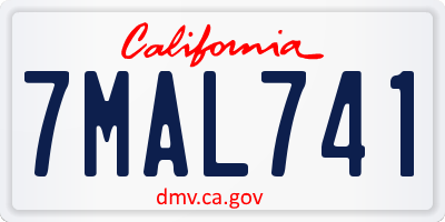CA license plate 7MAL741