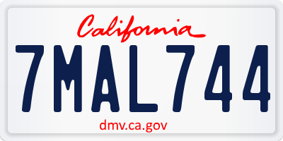 CA license plate 7MAL744