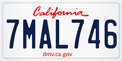 CA license plate 7MAL746