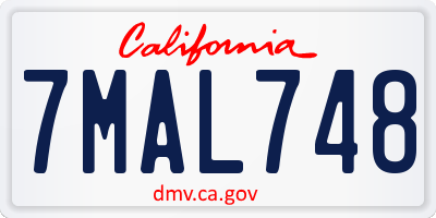 CA license plate 7MAL748