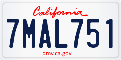 CA license plate 7MAL751