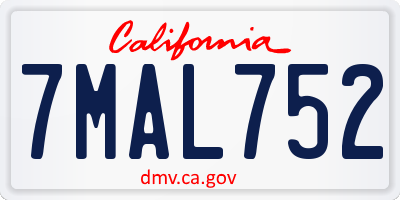 CA license plate 7MAL752