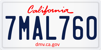 CA license plate 7MAL760