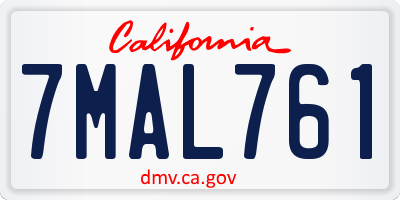 CA license plate 7MAL761