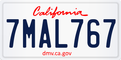 CA license plate 7MAL767