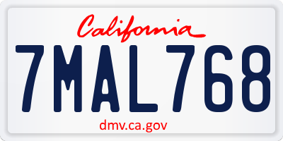 CA license plate 7MAL768