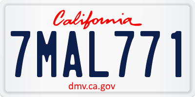 CA license plate 7MAL771