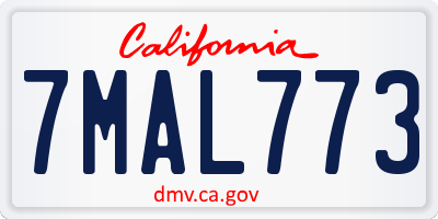 CA license plate 7MAL773