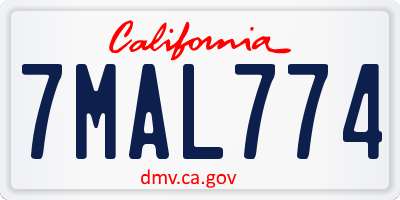 CA license plate 7MAL774
