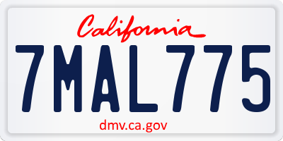 CA license plate 7MAL775