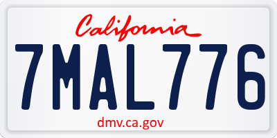 CA license plate 7MAL776