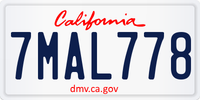 CA license plate 7MAL778