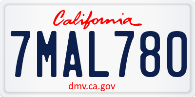 CA license plate 7MAL780