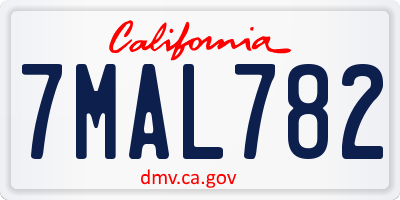 CA license plate 7MAL782