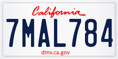 CA license plate 7MAL784