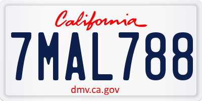 CA license plate 7MAL788