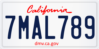 CA license plate 7MAL789
