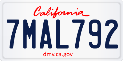 CA license plate 7MAL792