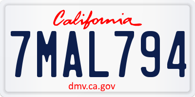 CA license plate 7MAL794