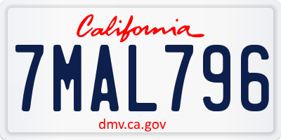 CA license plate 7MAL796