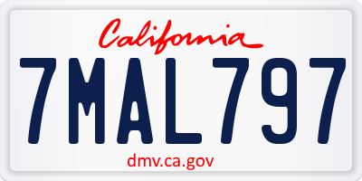 CA license plate 7MAL797