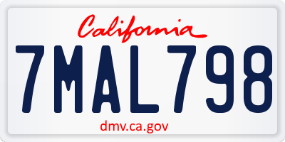 CA license plate 7MAL798