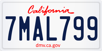 CA license plate 7MAL799