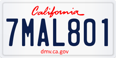 CA license plate 7MAL801