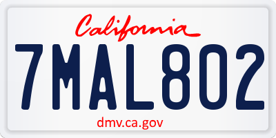 CA license plate 7MAL802