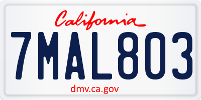 CA license plate 7MAL803