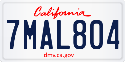 CA license plate 7MAL804